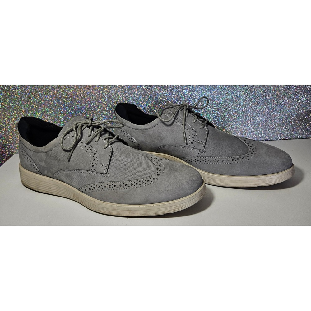 ECCO S Lite Hybrid Wingtip Brogue Oxford Shoes Men Size 12 EU 46 Grey Suede‎